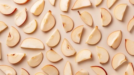 Wall Mural - A close-up, top view of apple seeds artistically arranged on a neutral background. 8k