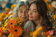 © wolfhound911 - Mother is hugging an older woman and she throws flowers at her