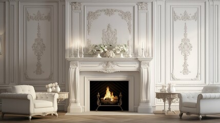 Poster - traditional white fireplace