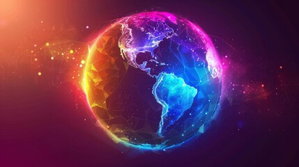 Wall Mural - planet earth simulating virtual connectivity generative ai