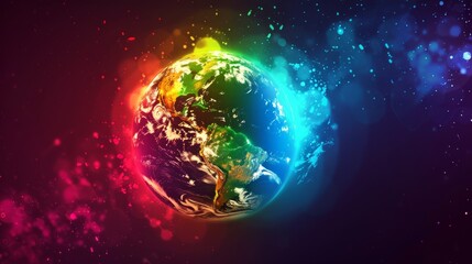 Wall Mural - planet earth simulating virtual connectivity generative ai