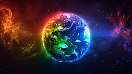 Wall Mural - planet earth simulating virtual connectivity generative ai