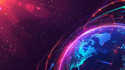 Wall Mural - planet earth simulating virtual connectivity generative ai