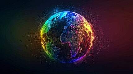 Wall Mural - planet earth simulating virtual connectivity generative ai