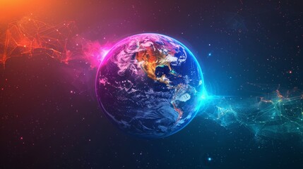 Wall Mural - planet earth simulating virtual connectivity generative ai