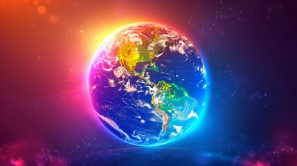 Wall Mural - planet earth simulating virtual connectivity generative ai