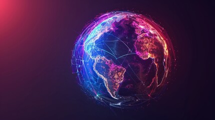 Wall Mural - planet earth simulating virtual connectivity generative ai