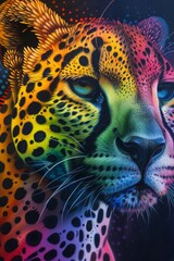 Wall Mural - Shimmering Jaguar with Rainbow Elements