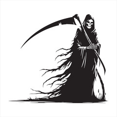 Wall Mural - Halloween Grim Reaper Silhouette Showcase - A Journey into the Macabre with Grim Reaper Illustration and Grim Reaper - Halloween Silhouette
