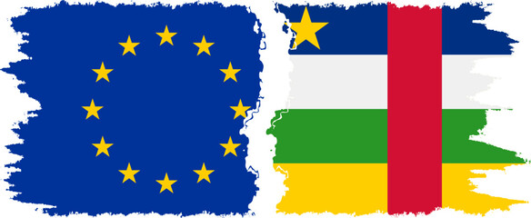 Central African Republic and European Union grunge flags connection vecto