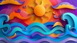 paper background illustrating a sun on the beach generative ai