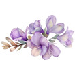 Purple freesia flower watercolor style isolated transparent, Generative AI