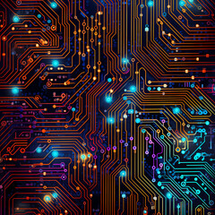 Poster - Abstract digital circuit board patterns.