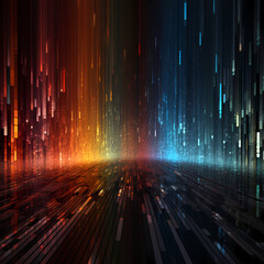 Poster - Abstract digital data streams in various colors.