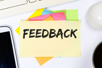 Wall Mural - feedback contact customer service opinion survey review business concept on a desk