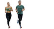 Couple people runners fitness workout running in sportswear. Isolated transparent background.