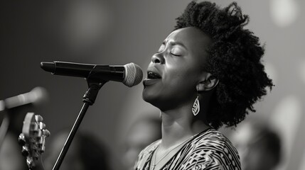 spiritual gospel singer singing a hymn. Arican Americaan woman in church