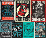Fototapeta Panele - Gaming zone colorful set posters