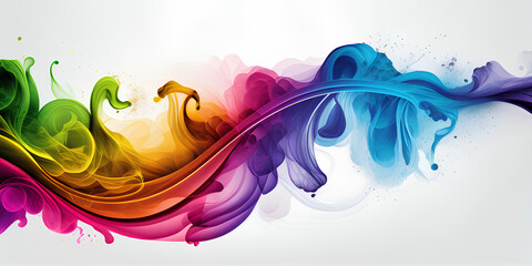 Colorful abstract  background ,abstract ink wave flowing in vibrant colors ,Rainbow watercolor tattoo design,Colourful smoke trails floating on white background, created using generative ai technology