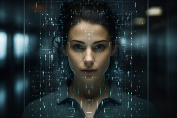 Created with generative AI picture of confident office worker IT specialist system administrator manager