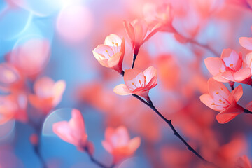 Wall Mural - Soft focus cherry blossoms in radiant sunlight
