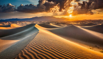 Wall Mural - sand dunes with dramatic sunset