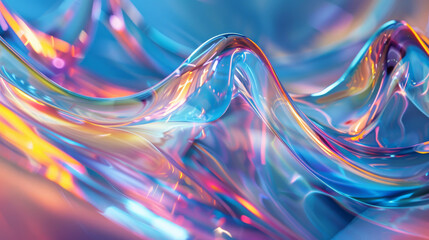 holographic wave background with light refraction and reflection. rainbow foil texture. Soft holographic pastel unicorn marble background