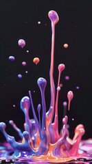 Wall Mural - colorful abstract splash of pastel paint over a black background