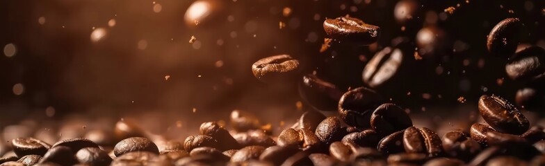 Wall Mural - Coffee Beans: A Macro Perspective on Aromatic Roasts and Energizing Brews