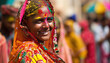Vibrant Holi Festival Celebrations with Colorful Indian Women