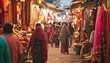 Bustling Indian Marketplace with Colorful Textiles