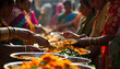 Indian Community Sharing Food during Festival