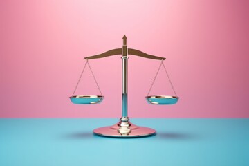 balanced scale on a soft-hued backdrop. elegant balance scale on pastel background