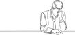 © Christian Horz - continuous single line drawing of stressed and overworked businessman, line art vector illustration
