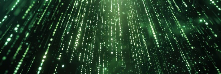 Digital matrix green code rain. Background for technological processes, science, presentations, etc