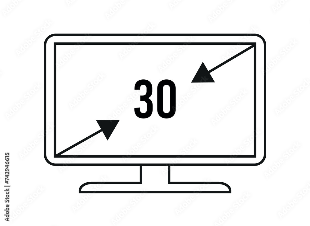 30 inches. Vector 30 inch monitor, screen resolution and size concept ...
