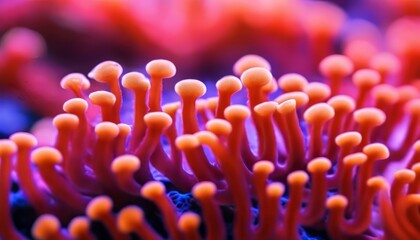 Wall Mural - This is a macro photograph of soft zoanthid coral polyps showing contrasting colors