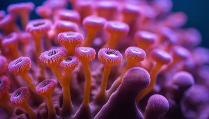 Wall Mural - This is a macro photograph of soft zoanthid coral polyps showing contrasting colors