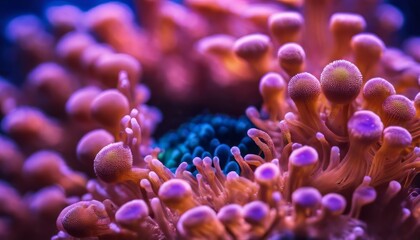 Wall Mural - This is a macro photograph of soft zoanthid coral polyps showing contrasting colors