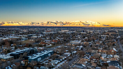 Scenic morning view of mountains range in Salt Lake city