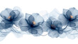 abstract blue pastel flowers on transparent background