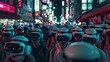 © Amonthep - Crowd of citizens making wearing VR headset in tokyo city. People walking with virtual reality googles glasses on the street.Modern technologies and futuristic life,digital addiction concept.