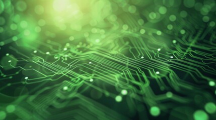 Green Technological background of the abstract computer motherboard, can be used in the description of technological processes