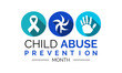 Vector illustration on the theme of National Child abuse prevention and awareness month of April. Greeting card, Banner poster, flyer and background design.