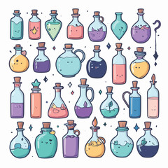 Potion set vector illustration cute drawing