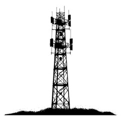 Wall Mural - Silhouette telecommunication tower black color only