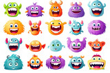 Fototapeta Pokój dzieciecy - Funny monsters set. Cartoon illustration of funny monsters. Generative Ai