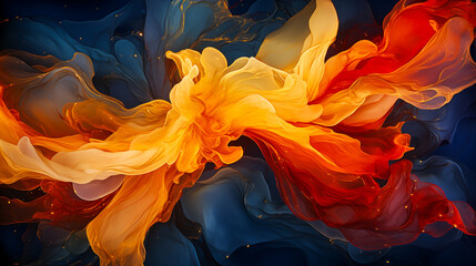 Wall Mural - Striking explosion of vivid colors in motion, resembling a dynamic, abstract floral form.