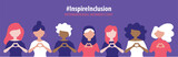 Fototapeta Pokój dzieciecy - International Women s Day. Diverse women with heart-shaped hands stand together. Campaign 2024 inspireinclusion