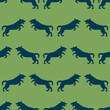 Running and jumping labrador retriever isolated on a green background. Seamless pattern. Endless texture. Design for wallpaper, fabric, print. Vector illustration.